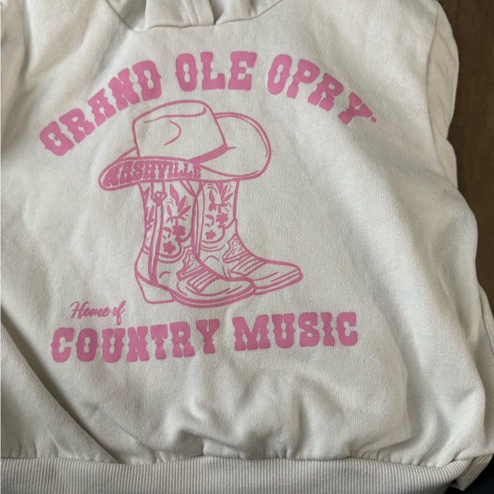 Grand Ole Opry Kids White Hoodie with Pink Graphic